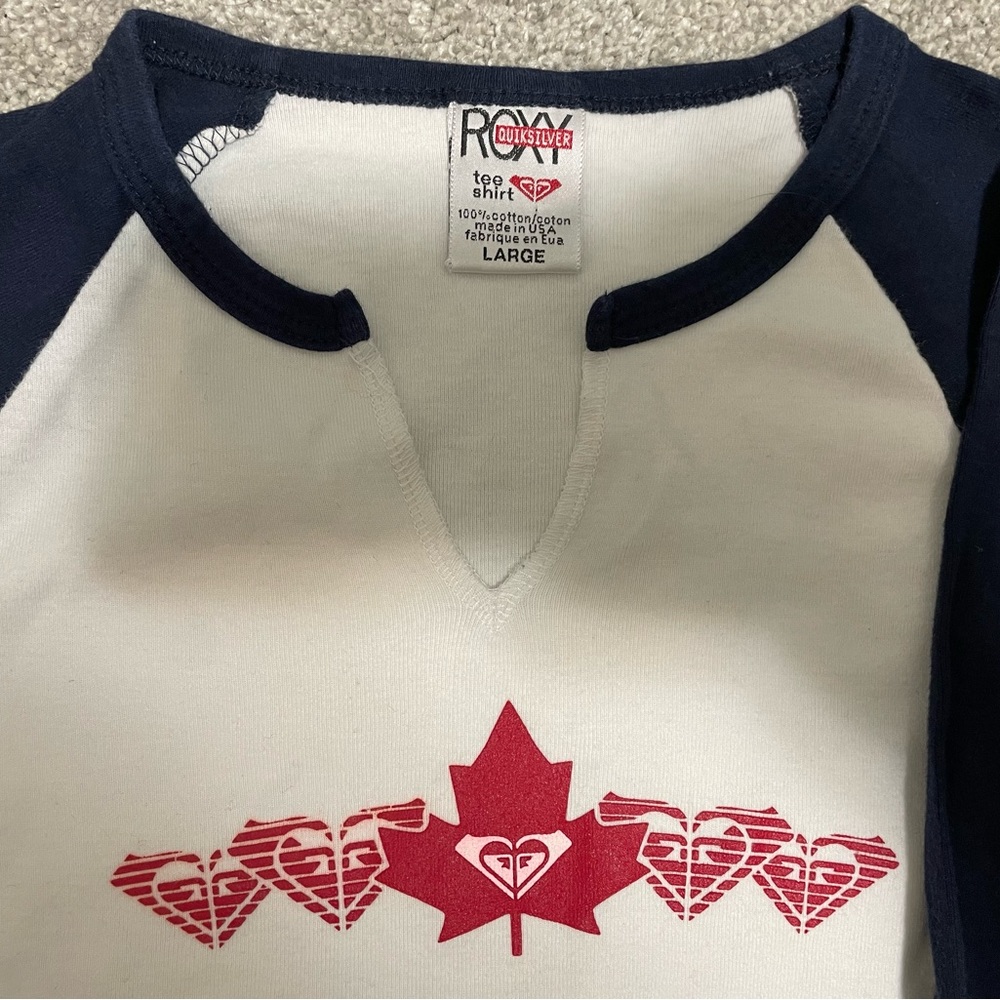 Roxy - size adult L Canadian baseball shirt 3/4 length sleeve, Pink Roxy toque